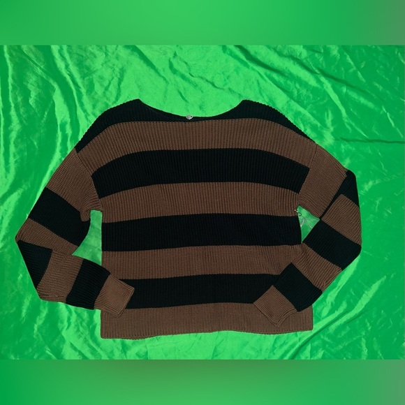 NWT Margaret O’Leary The Rugby Pullover Striped Sweater - Black and Brown size S - Picture 2 of 7